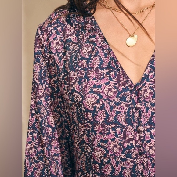 New! Faherty - Isabella Dress - Fiona Block Print 💗 sz XS NWOT - Picture 5 of 16